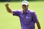 DUBLIN, OH - JUNE 04:  Steve Stricker celebrates after holing out for an eagle 2 on the par 4 2nd hole during the third round of the Memorial Tournament presented by Nationwide Insurance at Muirfield Village Golf Club on June 4, 2011 in Dublin, Ohio.  (Photo by Andy Lyons/Getty Images)