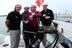 ABU DHABI, UNITED ARAB EMIRATES - JANUARY 18:  The 2010 Major winners (L-R) Phil Mickelson of the USA the 2010 Masters Champion, Louis Oosthuizen of South Africa the 2010 Open Champion, Graeme McDowell of Northern Ireland the 2010 US Open Champion, Martin Kaymer of Germany the 2010 PGA Champion behind the helm as they enjoyed a 30 minute sail on board the Abu Dhabi Ocean Racing entry for the 2011 Volvo Ocean Race as a preview for the 2011 Abu Dhabi HSBC Golf Championship to be held at the Abu Dhabi Golf Club on January 18, 2011 in Abu Dhabi, United Arab Emirates.  (Photo by David Cannon/Getty Images)