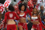 CAPE TOWN, SOUTH AFRICA - APRIL 19:  Cheerleaders during the  IPL T20 match between Delhi Daredevils and Kings XI Punjab on April 19, 2009 in Cape Town, South Africa.  (Photo by Tom Shaw/Getty Images)