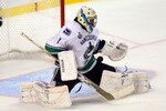 BOSTON, MA - JUNE 06:  Roberto Luongo #1 of the Vancouver Canucks tends goal against the Boston Bruins during Game Three of the 2011 NHL Stanley Cup Final at TD Garden on June 6, 2011 in Boston, Massachusetts.  (Photo by Jim Rogash/Getty Images)
