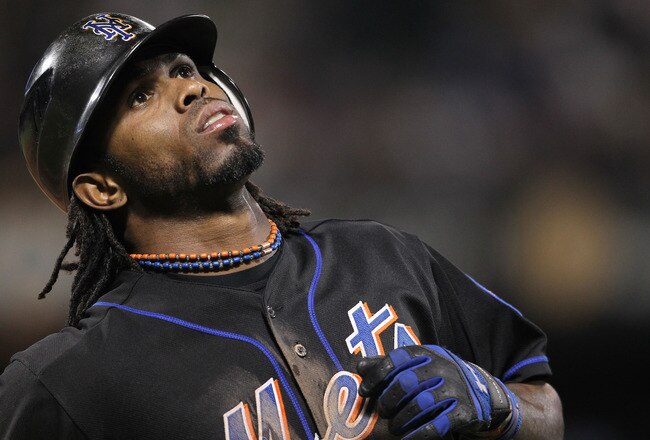 NEW YORK, NY - JUNE 03: Jose Reyes #7 of the New York Mets reacts after grounding out against the Atlanta Braves at Citi Field on June 3, 2011 in the Flushing neighborhood of the Queens borough of New York City.  (Photo by Nick Laham/Getty Images)