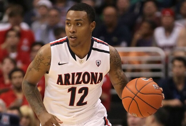 LOS ANGELES, CA - MARCH 12:  Lamont Jones #12 of the Arizona Wildcats moves the ball while taking on the Washington Huskies in the championship game of the 2011 Pacific Life Pac-10 Men's Basketball Tournament at Staples Center on March 12, 2011 in Los Angeles, California.  (Photo by Jeff Gross/Getty Images)