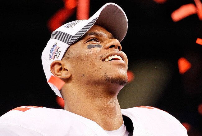NEW ORLEANS, LA - JANUARY 04:  Terrelle Pryor #2 of the Ohio State Buckeyes celebrates the Buckeyes 31-26 victory against the Arkansas Razorbacks during the Allstate Sugar Bowl at the Louisiana Superdome on January 4, 2011 in New Orleans, Louisiana.  (Photo by Kevin C. Cox/Getty Images)