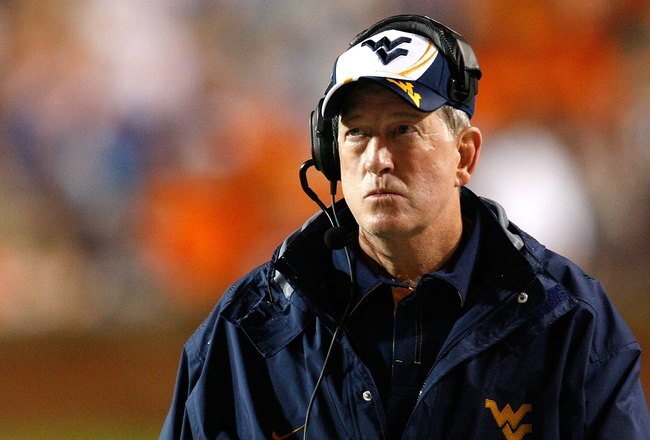 AUBURN, AL - SEPTEMBER 19:  Head coach Bill Stewart of the West Virginia Mountaineers against the Auburn Tigers at Jordan-Hare Stadium on September 19, 2009 in Auburn, Alabama.  (Photo by Kevin C. Cox/Getty Images)