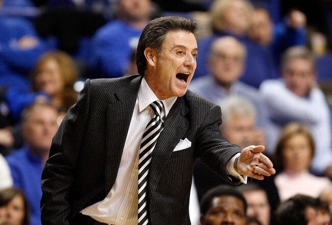 LEXINGTON, KY - JANUARY 02:  Rick Pitino the Head Coach of the Louisville Cardinals gives instructions to his team during the game against the Kentucky Wildcats at Rupp Arena on January 2, 2010 in Lexington, Kentucky. Kentucky won 71-62.  (Photo by Andy Lyons/Getty Images)