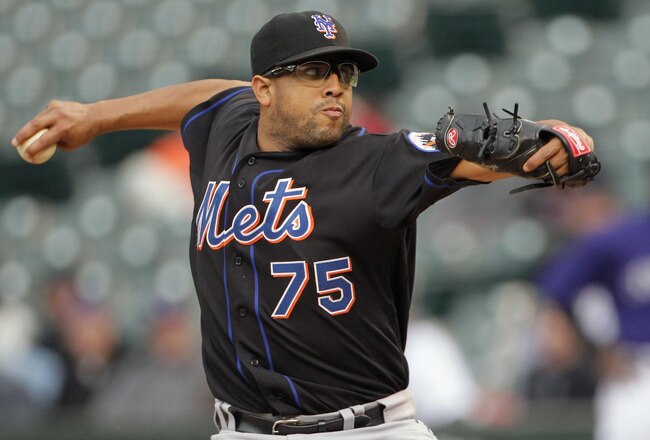 DENVER, CO - MAY 12:  Pitcher Francisco Rodriguez #75 of the New York Mets works against the Colorado Rockies in the ninth inning at Coors Field on May 12, 2011 in Denver, Colorado. The Mets defeated the Rockies 9-5.  (Photo by Doug Pensinger/Getty Images)