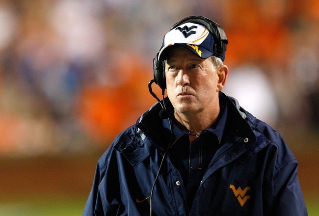 AUBURN, AL - SEPTEMBER 19:  Head coach Bill Stewart of the West Virginia Mountaineers against the Auburn Tigers at Jordan-Hare Stadium on September 19, 2009 in Auburn, Alabama.  (Photo by Kevin C. Cox/Getty Images)