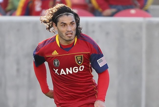 SANDY, UT- MAY 29: Fabian Espindola #7 of Real Salt Lake brings the ball down field in a game against the Kansas City Wizards  during the first half of an MLS soccer game May 29, 2010 in Sandy, Utah. Real Salt Lake beat the Kansas City Wizards 4-1. (Photo by George Frey/Getty Images)