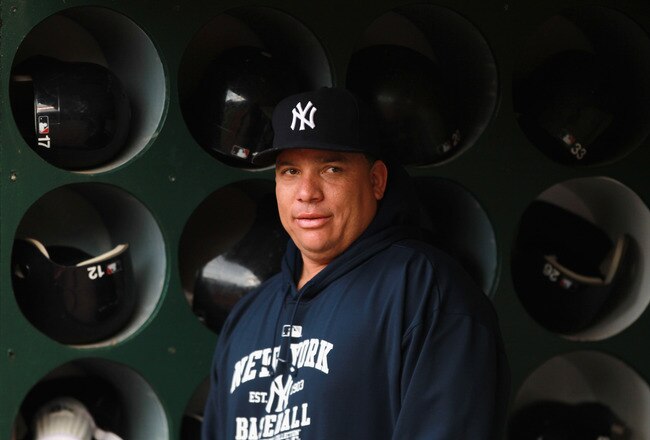OAKLAND, CA - MAY 31:  Bartolo Colon #40 of the New York Yankees stands in the dugout before their game against the Oakland Athletics at Oakland-Alameda County Coliseum on May 31, 2011 in Oakland, California.  (Photo by Ezra Shaw/Getty Images)