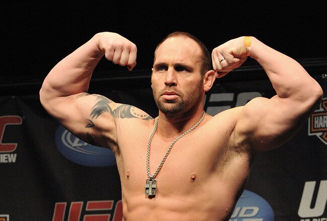 NEWARK, NJ - MARCH 26:  UFC fighter Shane Carwin (pictured) weighs in for his fight against UFC fighter Frank Mir for their Interim Championship Heavyweight fight at UFC 111: St-Pierre vs. Hardy Weigh-In on March 26, 2010 in Newark, New Jersey.  (Photo by Jon Kopaloff/Getty Images)