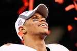 NEW ORLEANS, LA - JANUARY 04:  Terrelle Pryor #2 of the Ohio State Buckeyes celebrates the Buckeyes 31-26 victory against the Arkansas Razorbacks during the Allstate Sugar Bowl at the Louisiana Superdome on January 4, 2011 in New Orleans, Louisiana.  (Photo by Kevin C. Cox/Getty Images)