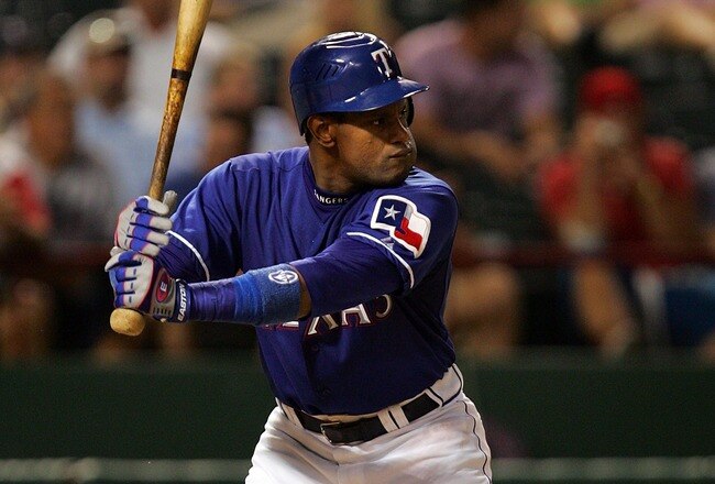 ARLINGTON, TX - AUGUST 6:  Sammy Sosa #21 of the Texas Rangers stands at bat against the Oakland Athletics at Rangers Ballpark August 6, 2007 in Arlington, Texas.  (Photo by Ronald Martinez/Getty Images)