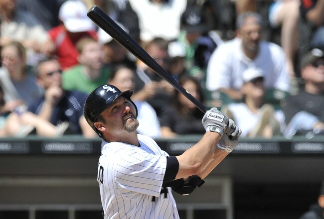 CHICAGO, IL - JUNE 12: Paul Konerko #14 of the Chicago White Sox bats against the Oakland Athletics on June 12, 2011 at U.S. Cellular Field in Chicago, Illinois. The White Sox defeated the Athletics 5-4. (Photo by David Banks/Getty Images)