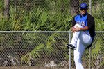 PORT ST. LUCIE, FL - FEBRUARY 17:  Pitcher Johan Santana #57 of the New York Metsworks out during spring training at Tradition Field on February 17, 2011 in Port St. Lucie, Florida.  (Photo by Marc Serota/Getty Images)