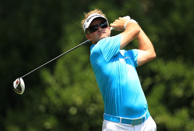 PONTE VEDRA BEACH, FL - MAY 13:  Brian Gay hits his tee shot on the 11th hole during the second round of THE PLAYERS Championship held at THE PLAYERS Stadium course at TPC Sawgrass on May 13, 2011 in Ponte Vedra Beach, Florida.  (Photo by Streeter Lecka/Getty Images)