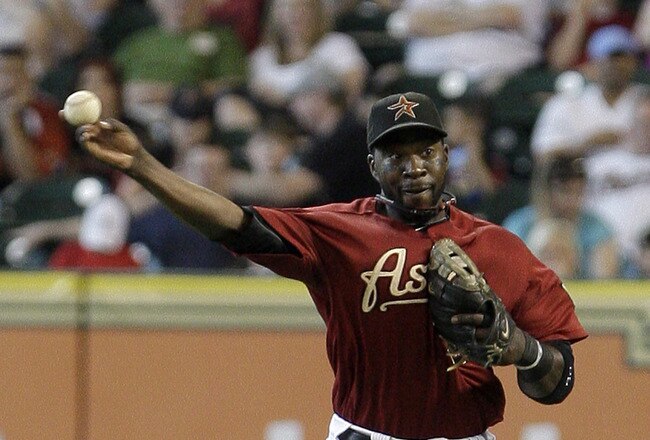 HOUSTON,TX- APRIL 10 :  Bill Hall #22 of the Houston Astros against the Florida Marlins in a MLB  baseball game on April 10, 2011 at Minute Maid Park in Houston, Texas. (Photo by Thomas B. Shea / Getty Images)