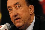 DEERFIELD, IL - JUNE 23: General manager Gar Forman of the Chicago Bulls announces that Tom Thibodeau, formally an assistant coach with the Boston Celtics, will become the new head coach of the Bulls during a press conference at the Berto Center practice facility on June 23, 2010 in Deerfield, Illinois. NOTE TO USER: User expressly acknowledges and agrees that, by downloading and/or using this Photograph, User is consenting to the terms and conditions of the Getty Images License Agreement.  (Photo by Jonathan Daniel/Getty Images)
