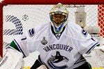 BOSTON, MA - JUNE 06:  Roberto Luongo #1 of the Vancouver Canucks tends goal against the Boston Bruins during Game Three of the 2011 NHL Stanley Cup Final at TD Garden on June 6, 2011 in Boston, Massachusetts.  (Photo by Harry How/Getty Images)