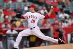 ANAHEIM, CA - SEPTEMBER 08:  Scott Zazmir #19 of the Los Angeles Angels of Anaheim throws a pitch against the Cleveland Indians on September 8, 2010 at Angel Stadium in Anaheim, California.  (Photo by Stephen Dunn/Getty Images)