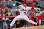 ANAHEIM, CA - SEPTEMBER 08:  Scott Zazmir #19 of the Los Angeles Angels of Anaheim throws a pitch against the Cleveland Indians on September 8, 2010 at Angel Stadium in Anaheim, California.  (Photo by Stephen Dunn/Getty Images)