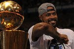DALLAS, TX - JUNE 16:  Tyson Chandler of the Dallas Mavericks celebrates after the Dallas Mavericks Victory Parade at American Airlines Center on June 16, 2011 in Dallas, Texas.  (Photo by Ronald Martinez/Getty Images)