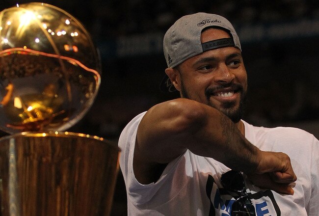 DALLAS, TX - JUNE 16:  Tyson Chandler of the Dallas Mavericks celebrates after the Dallas Mavericks Victory Parade at American Airlines Center on June 16, 2011 in Dallas, Texas.  (Photo by Ronald Martinez/Getty Images)