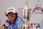 BETHESDA, MD - JUNE 19:  Rory McIlroy of Northern Ireland speaks with the media after his eight-stroke during the 111th U.S. Open at Congressional Country Club on June 19, 2011 in Bethesda, Maryland.  (Photo by Andrew Redington/Getty Images)
