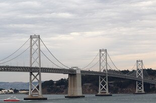 SAN FRANCISCO - OCTOBER 28:  General view of the Bay Bridge before Game Two of the 2010 MLB World Series between the San Francisco Giants and the Texas Rangers on October 28, 2010 in San Francisco, California.  (Photo by Christian Petersen/Getty Images)