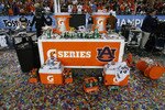 GLENDALE, AZ - JANUARY 10:  Gatorade products sit on the sideline after the Auburn Tigers defeated the Oregon Ducks 22 to 19 during the Tostitos BCS National Championship Game at University of Phoenix Stadium on January 10, 2011 in Glendale, Arizona.  (Photo by Jonathan Ferrey/Getty Images)