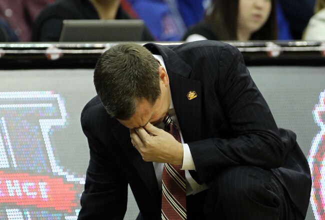 KANSAS CITY, MO - MARCH 10:  Head coach Mark Turgeon of the Texas A&M Aggies reacts to a play during their quarterfinal game against the Missouri Tigers in the 2011 Phillips 66 Big 12 Men's Basketball Tournament at Sprint Center on March 10, 2011 in Kansas City, Missouri.  (Photo by Jamie Squire/Getty Images)