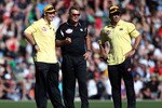 WELLINGTON, NEW ZEALAND - MARCH 13:  Richie McCaw, Martin Crowe and Conrad Smith look on during the Christchurch Earthquake Relief Charity Twenty20 match at Basin Reserve on March 13, 2011 in Wellington, New Zealand.  (Photo by Hagen Hopkins/Getty Images)
