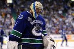 VANCOUVER, BC - JUNE 15:  Roberto Luongo #1 of the Vancouver Canucks looks on during Game Seven against the Boston Bruins in the 2011 NHL Stanley Cup Final at Rogers Arena on June 15, 2011 in Vancouver, British Columbia, Canada.  (Photo by Harry How/Getty Images)