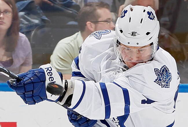 ATLANTA, GA - FEBRUARY 27:  Mikhail Grabovski #84 of the Toronto Maple Leafs takes a shot on goal against the Atlanta Thrashers at Philips Arena on February 27, 2011 in Atlanta, Georgia.  (Photo by Kevin C. Cox/Getty Images)