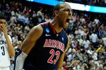 ANAHEIM, CA - MARCH 26:  Derrick Williams #23 of the Arizona Wildcats reacts after a dunk against of the Connecticut Huskies during the west regional final of the 2011 NCAA men's basketball tournament at the Honda Center on March 26, 2011 in Anaheim, California.  (Photo by Kevork Djansezian/Getty Images)