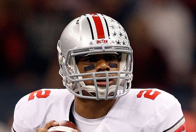 NEW ORLEANS, LA - JANUARY 04:  Quarterback Terrelle Pryor #2 of the Ohio State Buckeyes looks to pass against the Arkansas Razorbacks during the Allstate Sugar Bowl at the Louisiana Superdome on January 4, 2011 in New Orleans, Louisiana.  (Photo by Matthew Stockman/Getty Images)
