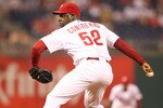 PHILADELPHIA - JUNE 9: Relief pitcher Jose Contreras #52 of the Philadelphia Phillies throws a pitch during a game against the Chicago Cubs at Citizens Bank Park on June 9, 2011 in Philadelphia, Pennsylvania. (Photo by Hunter Martin/Getty Images)