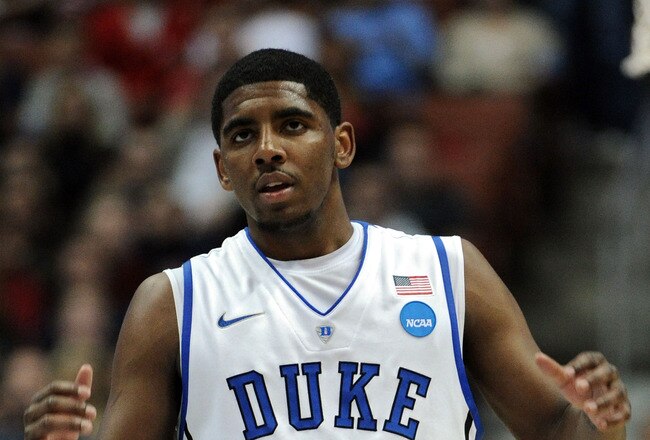 ANAHEIM, CA - MARCH 24:  Kyrie Irving #1 of the Duke Blue Devils looks on against the Arizona Wildcats during the west regional semifinal of the 2011 NCAA men's basketball tournament at the Honda Center on March 24, 2011 in Anaheim, California.  (Photo by Harry How/Getty Images)