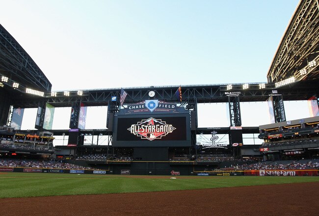 PHOENIX, AZ - APRIL 28:  The All Star Game logo is displayed during the Major League Baseball game between the Chicago Cubs and the Arizona Diamondbacks at Chase Field on April 28, 2011 in Phoenix, Arizona.  The Diamondbacks defeated the Cubs 11-2.  (Photo by Christian Petersen/Getty Images)
