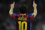LONDON, ENGLAND - MAY 28:  Lionel Messi of FC Barcelona celebrates scoring their second goal during the UEFA Champions League final between FC Barcelona and Manchester United FC at Wembley Stadium on May 28, 2011 in London, England.  (Photo by Jasper Juinen/Getty Images)