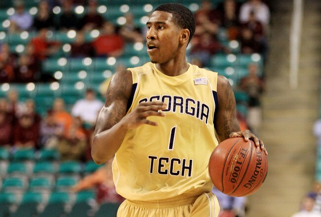 GREENSBORO, NC - MARCH 10:  Iman Shumpert #1 of the Georgia Tech Yellow Jackets dribbles down the court during the second half of the game against the Virginia Tech Hokies in the first round of the 2011 ACC men's basketball tournament at the Greensboro Coliseum on March 10, 2011 in Greensboro, North Carolina.  (Photo by Streeter Lecka/Getty Images)