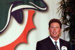 13 Mar 2000:  Dan Marino of the Miami Dolphins talks to the press during his retirement ceremony at Dolphin Headquarters in Davie, Florida. Mandatory Credit: Eliot J. Schechter  /Allsport