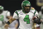 TORONTO, ON - NOVEMBER 25:  Kerry Joseph #4 of the Saskatchewan Rough Riders rushes against the Winnipeg Blue Bombers during the third quarter of the 95th Grey Cup on November 25, 2007 at the Rogers Centre in Toronto, Ontario, Canada.  (Photo by Harry How/Getty Images)