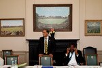 LONDON, ENGLAND - MAY 10: Haroon Logart, (L) Chief Executive of the ICC Executive Lorgat and  Clive Lloyd, (R) Chairman of the ICC Cricket Committee during the ICC Cricket Committee meeting at Lords on May 10, 2011 in London, England.  (Photo by Scott Heavey/Getty Images)