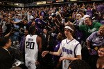 SACRAMENTO, CA - APRIL 13:  Donte Greene #20 of the Sacramento Kings leaves the court after his game against the Los Angeles Lakers on April 13, 2011 at Power Balence Pavilion in Sacramento, California. NOTE TO USER: User expressly acknowledges and agrees that, by downloading and/or using this Photograph, user is consenting to the terms and conditions of the Getty Images License Agreement  (Photo by Jed Jacobsohn/Getty Images)