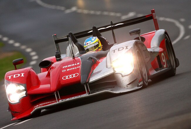 LE MANS, SARTHE - JUNE 10: Mike Rockenfeller of Germany drives the #9 Audi Sport North America Audi R15 during practice for the 78th running of the Le Mans 24 hours race at the Circuits des 24 Heures du Mans on June 10, 2010 in Le Mans, France.  (Photo by Darrell Ingham/Getty Images)