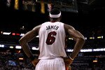 MIAMI, FL - JUNE 12:  LeBron James #6 of the Miami Heat stands on court against the Dallas Mavericks in Game Six of the 2011 NBA Finals at American Airlines Arena on June 12, 2011 in Miami, Florida. NOTE TO USER: User expressly acknowledges and agrees that, by downloading and/or using this Photograph, user is consenting to the terms and conditions of the Getty Images License Agreement.  (Photo by Mike Ehrmann/Getty Images)