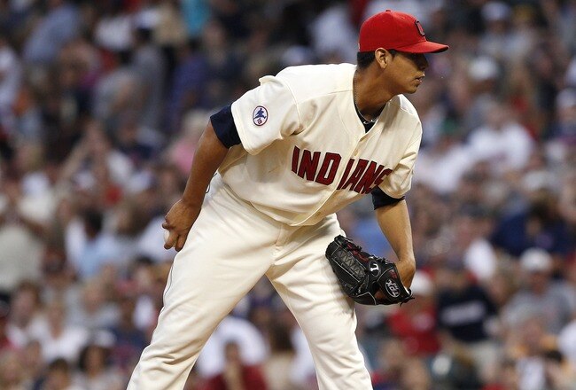 CLEVELAND, OH - JUNE 18:  Carlos Carrasco #59 of the Cleveland Indians pitches against the Pittsburgh Pirates during their game on June 18, 2011 at Progressive Field in Cleveland, Ohio.  (Photo by David Maxwell/Getty Images)