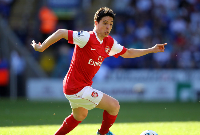 BOLTON, ENGLAND - APRIL 24:  Samir Nasri of Arsenal in action during the Barclays Premier League match between Bolton Wanderers and Arsenal at the Reebok Stadium on April 24, 2011 in Bolton, England.  (Photo by Clive Brunskill/Getty Images)