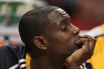 CHICAGO, IL - APRIL 26: Darren Collison #2 of the Indiana Pacers watches his teammates take on the Chicago Bulls from the bench in Game Five of the Eastern Conference Quarterfinals in the 2011 NBA Playoffs at the United Center on April 26, 2011 in Chicago, Illinois. The Bulls defeated the Pacers 116-89. NOTE TO USER: User expressly acknowledges and agrees that, by downloading and/or using this photograph, User is consenting to the terms and conditions of the Getty Images License Agreement.  (Photo by Jonathan Daniel/Getty Images)