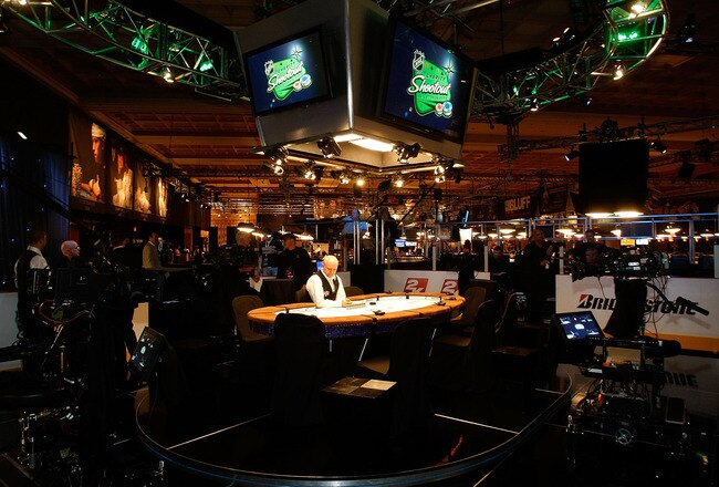LAS VEGAS - JUNE 17:  A dealer readies the table for the NHL Charity Shootout at the World Series of Poker at the Rio Hotel & Casino in Las Vegas, Nevada on June 17, 2009.  (Photo by Ethan Miller/Getty Images)